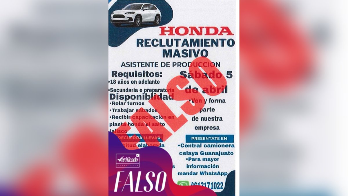 Honda México alerta sobre falso reclutamiento en Guanajuato y Jalisco