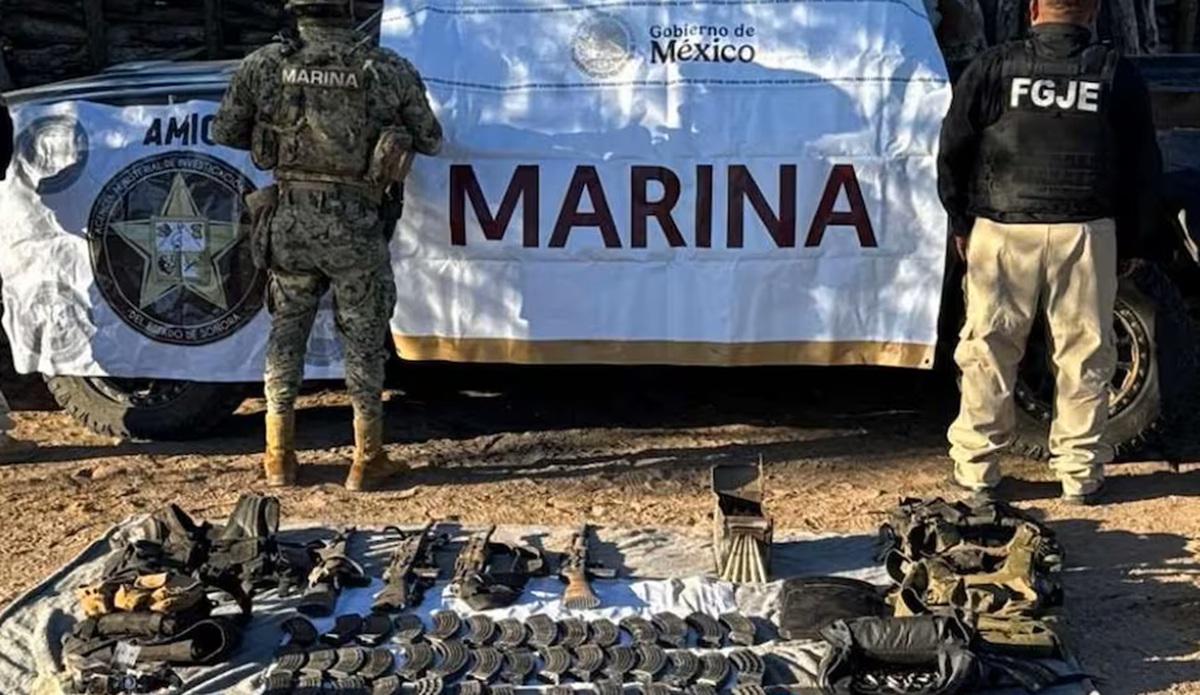 Marina decomisa armamento de ‘Los Deltas’ y detiene a 4 integrantes de ‘Los Pelones’, en Sonora