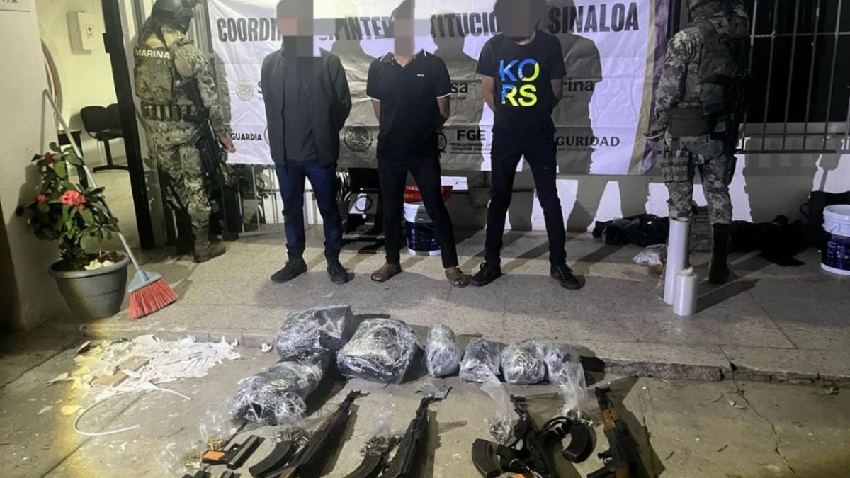 Aseguran Marina y fuerzas federales a tres civiles armados en Mazatlán