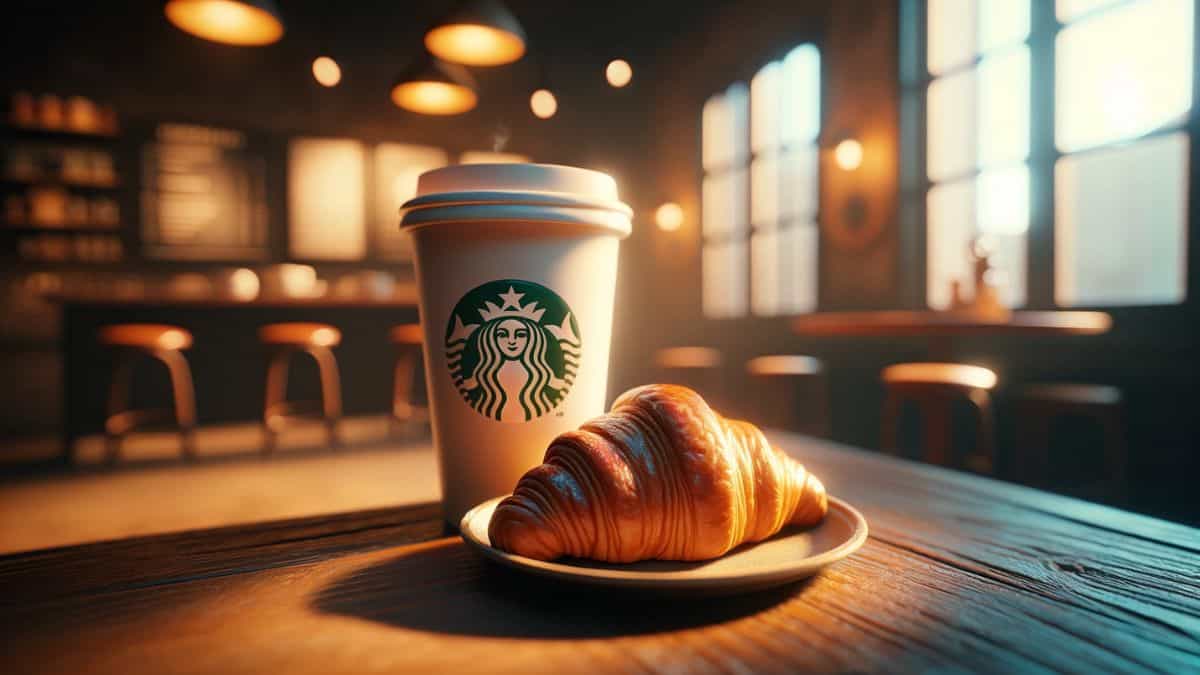 Café y croissant de Starbucks