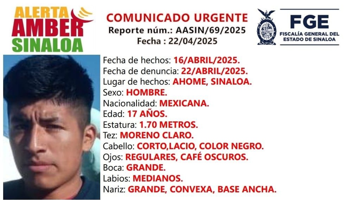 Buscan al joven Uri Yael desaparecido en Higuera de Zaragoza, Ahome