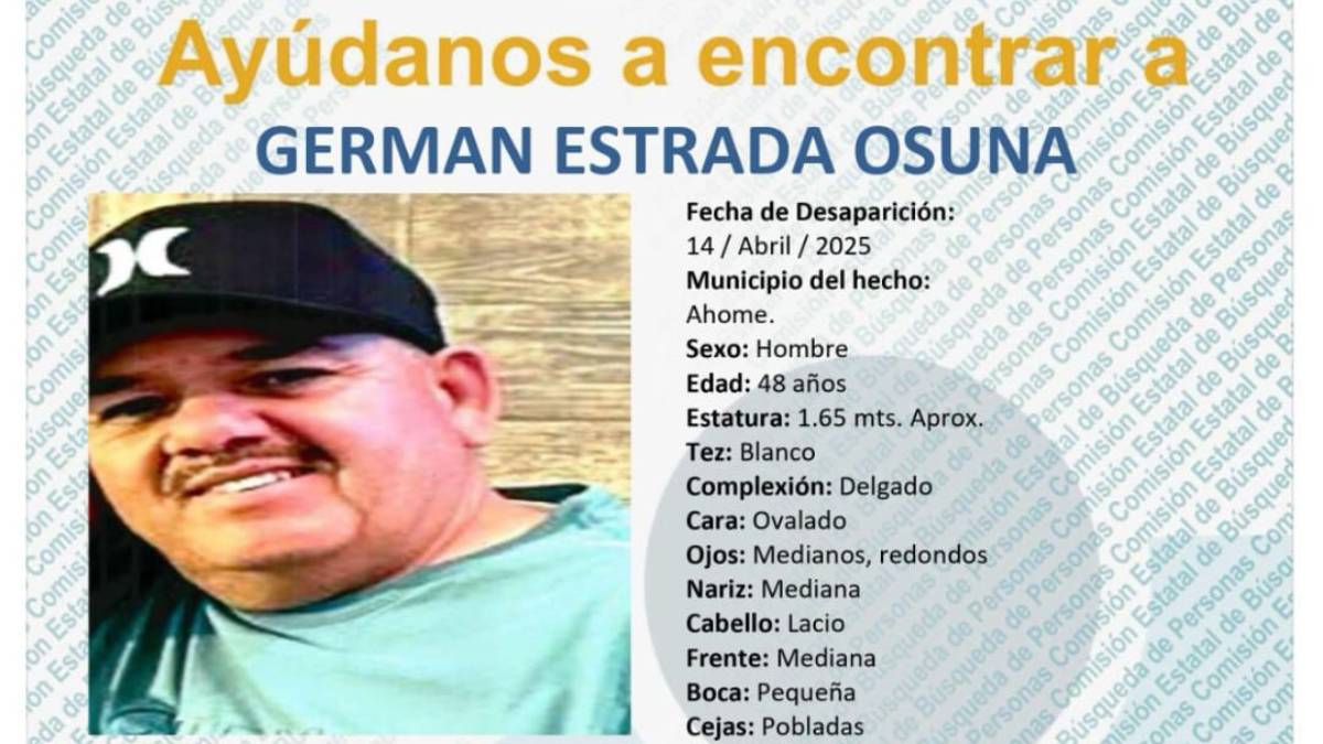Germán desapareció el 14 de abril del presente año en Los Mochis; sus familiares lo buscan