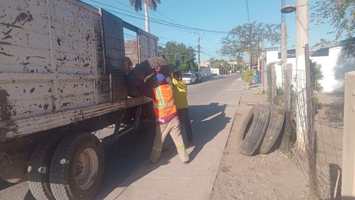¡Llantas y colchones! Recolectan una tonelada de cacharros en Juntas del Humaya, en Culiacán