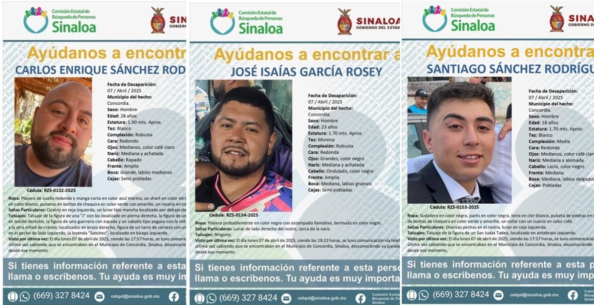 Piden apoyo para localizar a tres jóvenes queretanos desaparecidos en Mazatlán