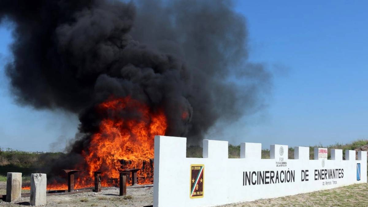 Incinera FGR dos toneladas de metanfetamina y mariguana en Tamaulipas