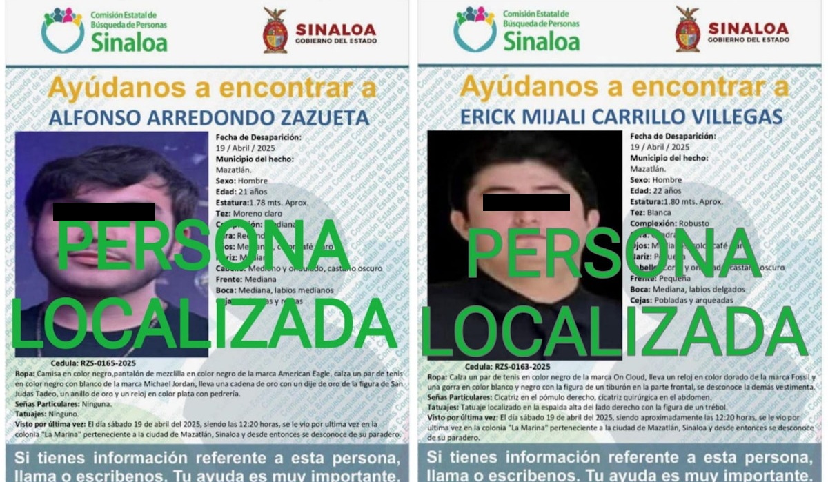 Aparecen con vida Erick y Alfonso, los otros 2 jóvenes ‘levantados’ en Mazatlán