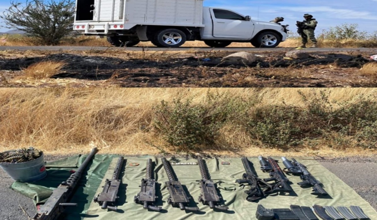 Aseguran camioneta blindada, armas y municiones, luego de balacera en El Tigre, Navolato