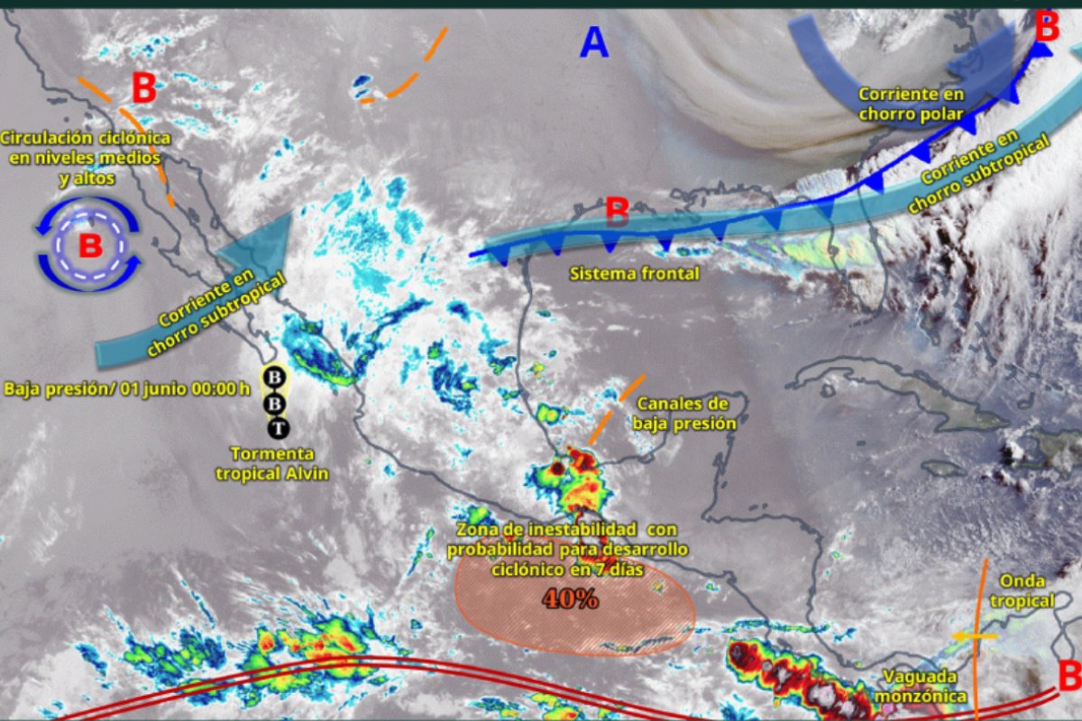 Alvin se debilita cerca de Baja California Sur y disminuye a baja presión ocasiona lluvias fuertes