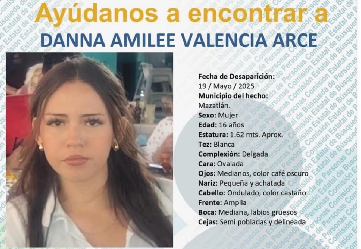 ¡De 16 años! En Mazatlán piden colaboración para buscar a menor desaparecida