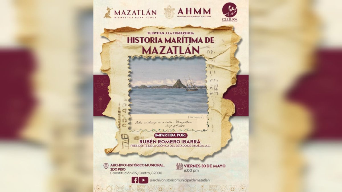 Invita gobierno municipal a la ponencia ‘Historia Marítima de Mazatlán’, este viernes 30 de mayo