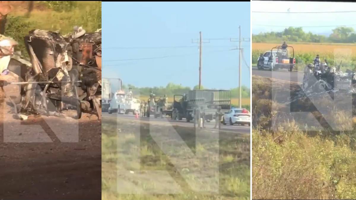 ¡Hay un hombre ejecutado! Con tráileres calcinados luce la Mazatlán-Culiacán tras bloqueos