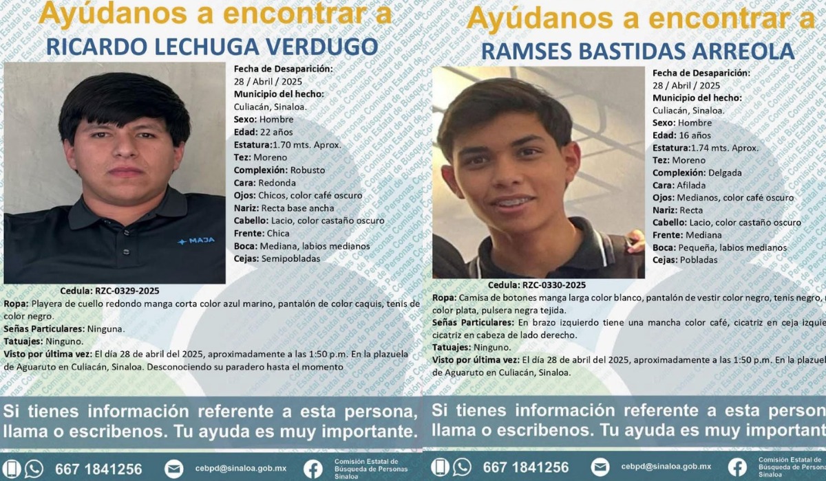 Investiga FGE posible participación de policías en desaparición de jóvenes de Aguaruto 