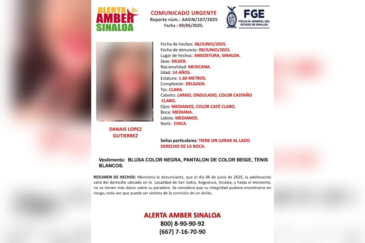 Joven desaparecida en Angostura