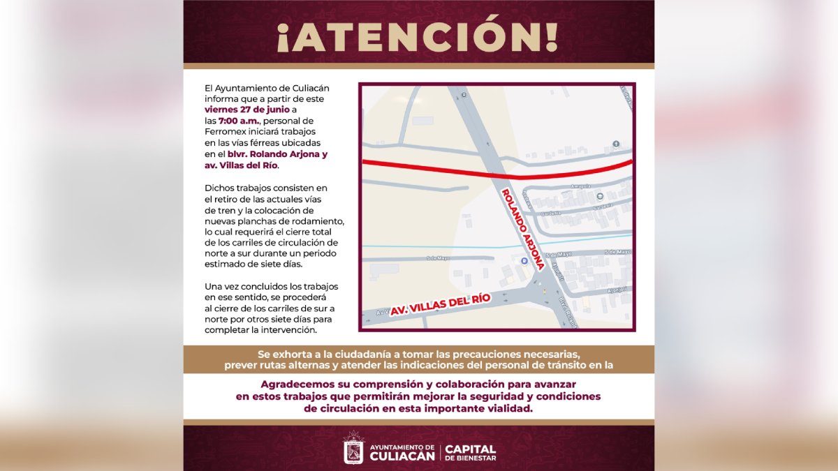 Vias alternas bulevar arjona y lola beltran en culiacan