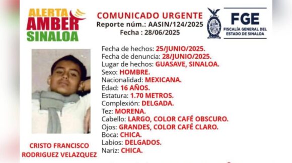 Activan Alerta Amber por la desaparición de Cristo Francisco, en Guasave