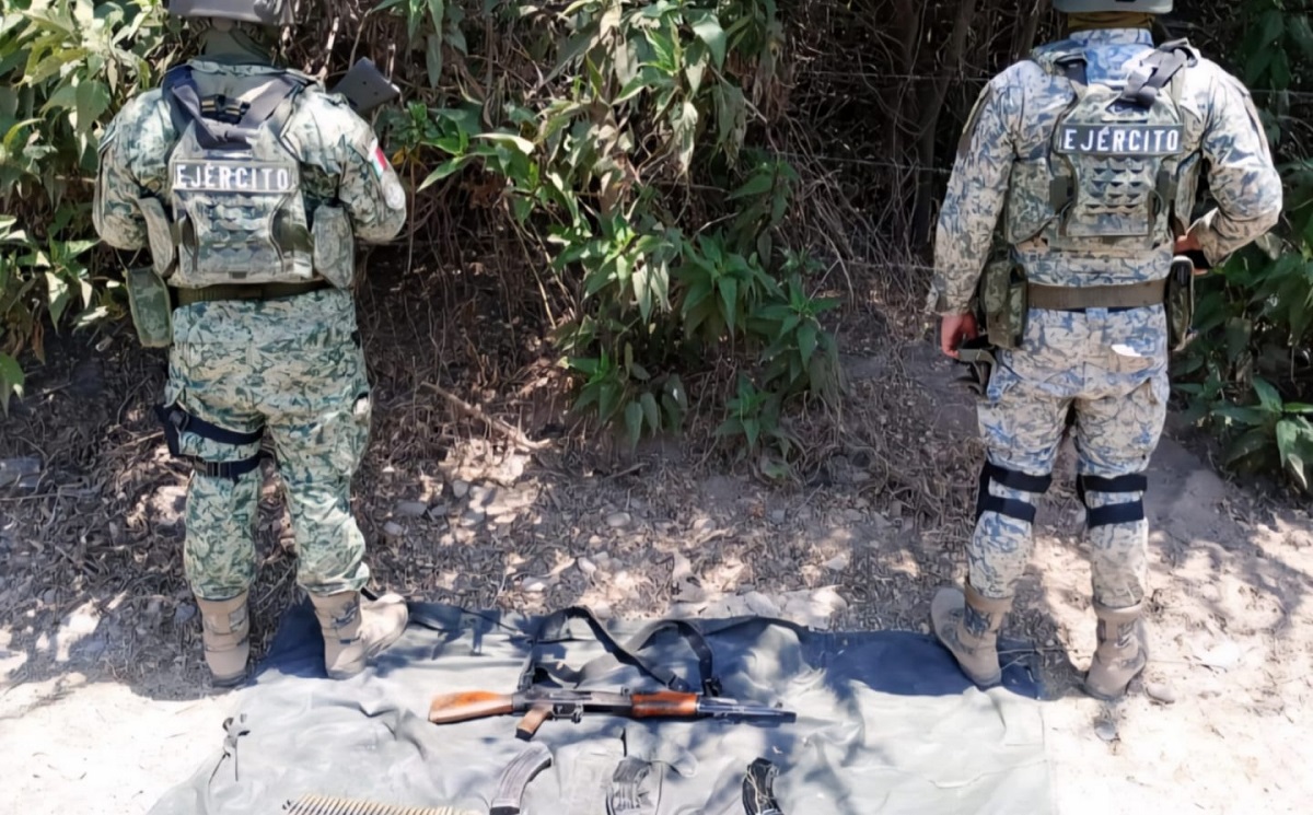 Aseguran arma y municiones en operativo interinstitucional en Chametla, Escuinapa