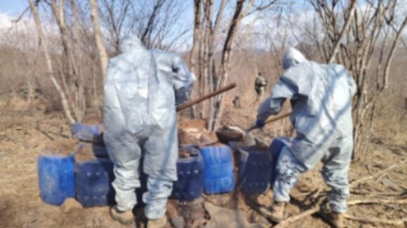 Militares aseguran dos áreas de concentración de sustancias químicas en la zona rural de Culiacán