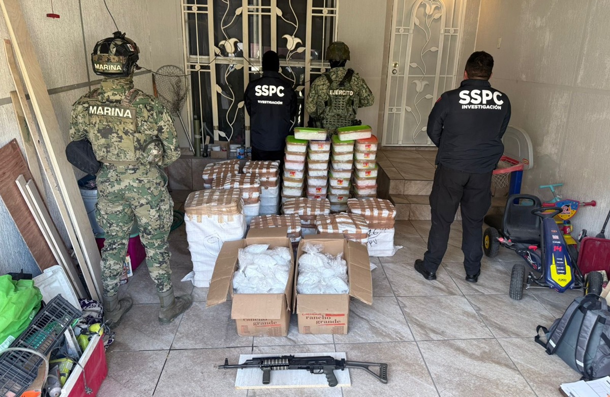 Aseguramiento de metanfetamina en cateo de vivienda en Tijuana