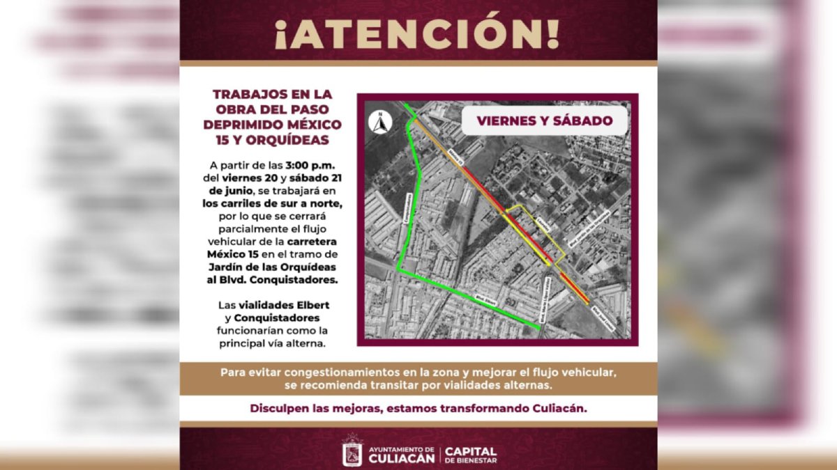 cierre de vialidades en el cruce mexico quince y orquideas