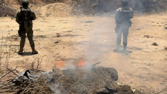 Militares destruyen costales de 50 kg de mariguana en Culiacán