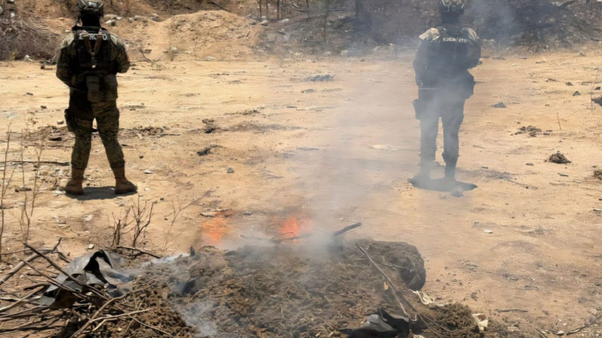 Militares destruyen costales con mariguana en Culiacán