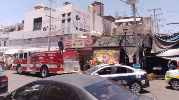 Peligrosa fuga de gas en el mercado municipal de Guasave; es controlada por cuerpo de Bomberos
