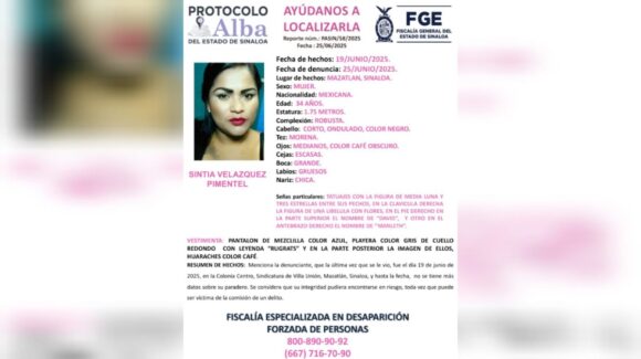 Reportan desaparición de una mujer en Mazatlán