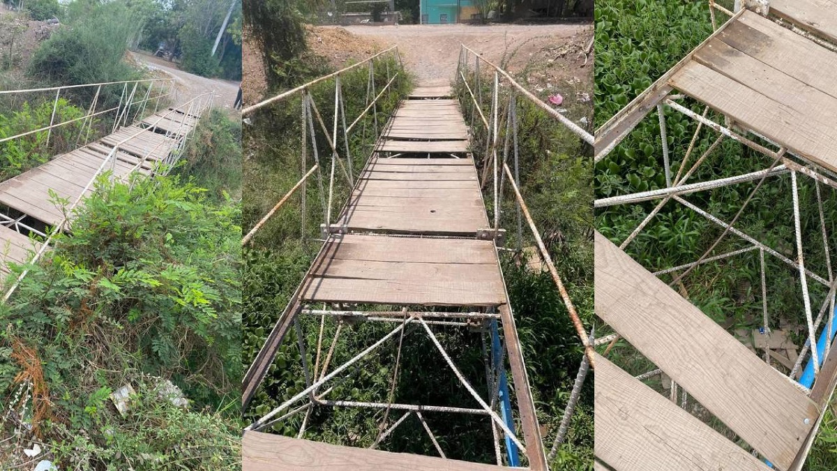 "Se está cayendo a pedazos", denuncian pobladores de Pueblo Viejo Guasave, puente en pésimo estado, es un riesgo latente