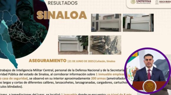 Hallan casa con 200 armas y otra con un narcotúnel en Culiacán, reporta Harfuch en la “mañanera”