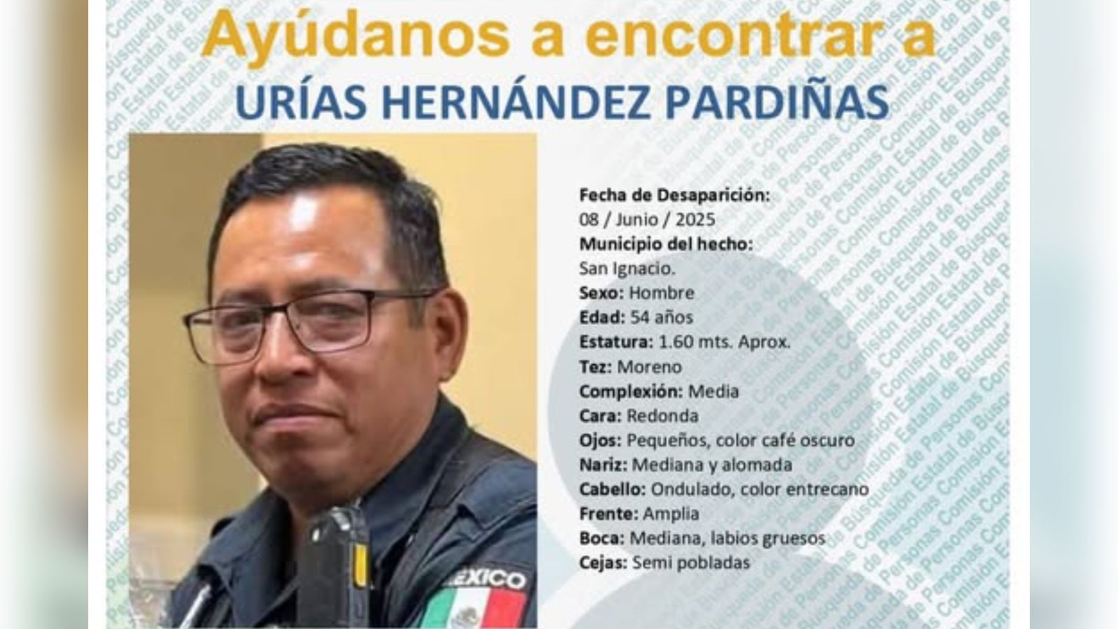 Desaparece exsubdirector operativo de Seguridad de San Ignacio; actualmente es policía activo