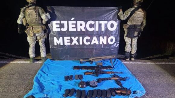 Ejército Mexicano asegura fusil Barrett, armamento y vehículo blindado en Mocorito