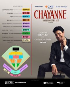 Lista de precios del concierto de Chayanne en Los Mochis
