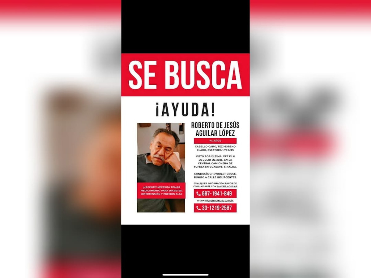 Desaparece adulto mayor en Guasave