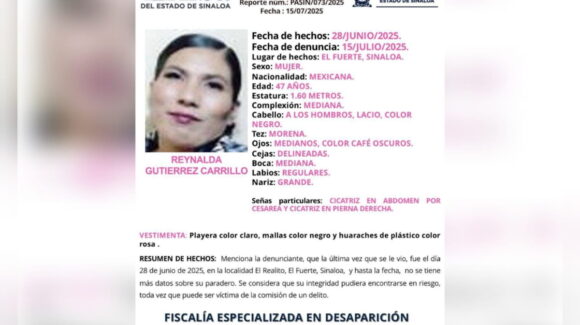 Reynalda desapareció en El Fuerte; sus familiares piden ayuda para dar con su paradero