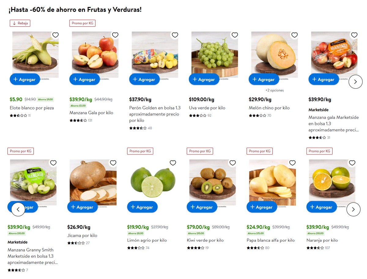 Ofertas de Walmart en Frutas y Verduras