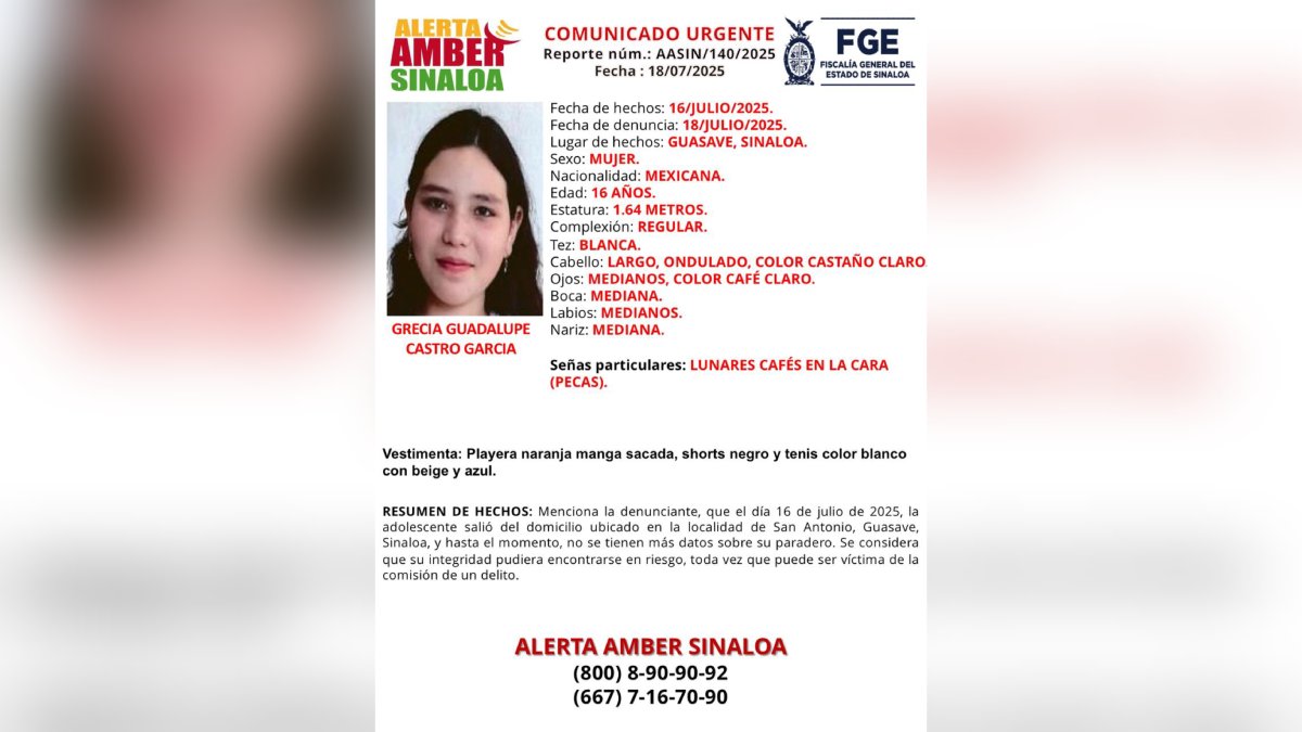 Alerta Amber de Grecia Guadalupe