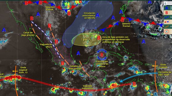 En vigilancia zona de baja presión con probabilidad para desarrollo ciclónico en Golfo de México