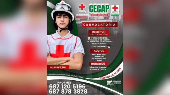 Cruz Roja Guasave te invita a formar parte de sus cursos para Técnico en Urgencias Médicas, en nivel básico