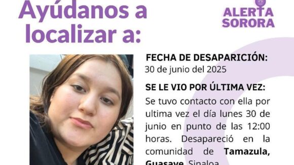 Piden ayuda para localizar a jovencita de 15 años desaparecida en Guasave