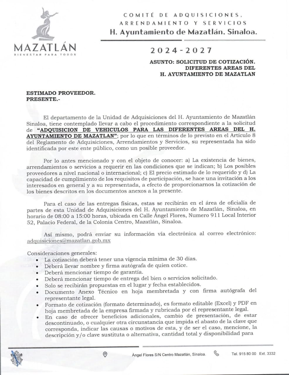 Busca Ayuntamiento de Mazatlán adquirir vehículos nuevos para tres áreas de gobierno