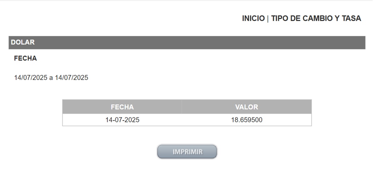 Precio del dólar en el Diario Oficial de la Federación