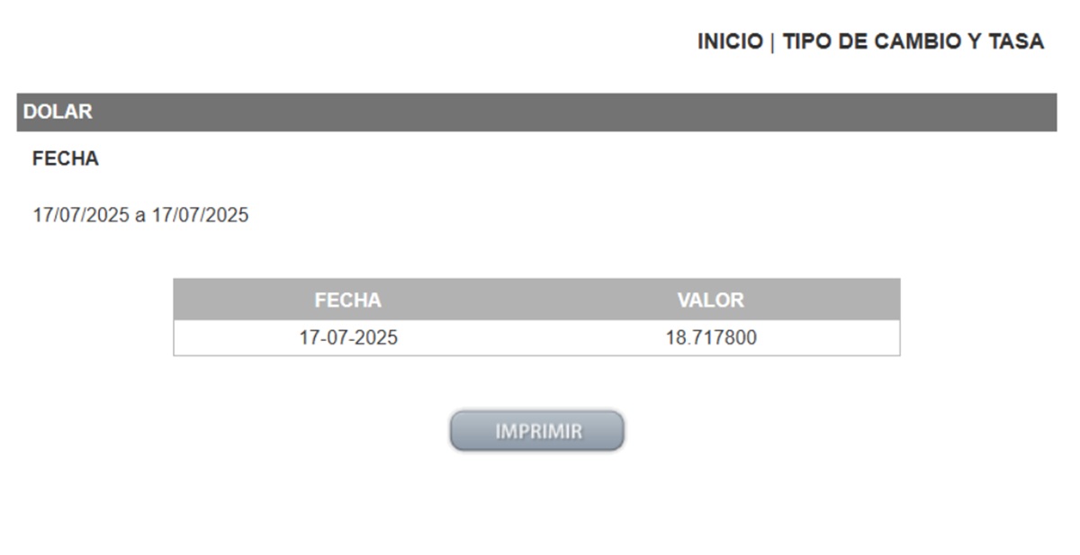 Precio del dólar en el Diario Oficial de la Federación
