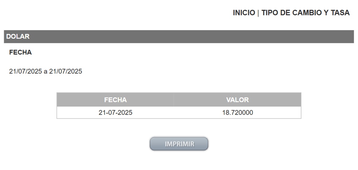 Precio del dólar en el DOF