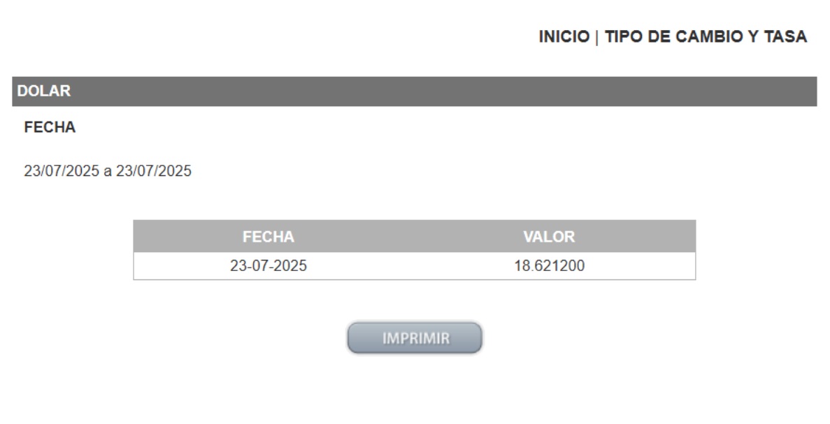 Precio del dólar en el DOF
