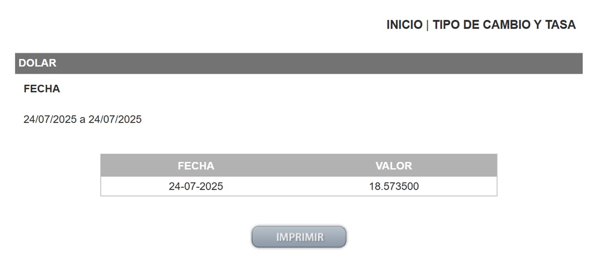 Precio del dólar en el DOF