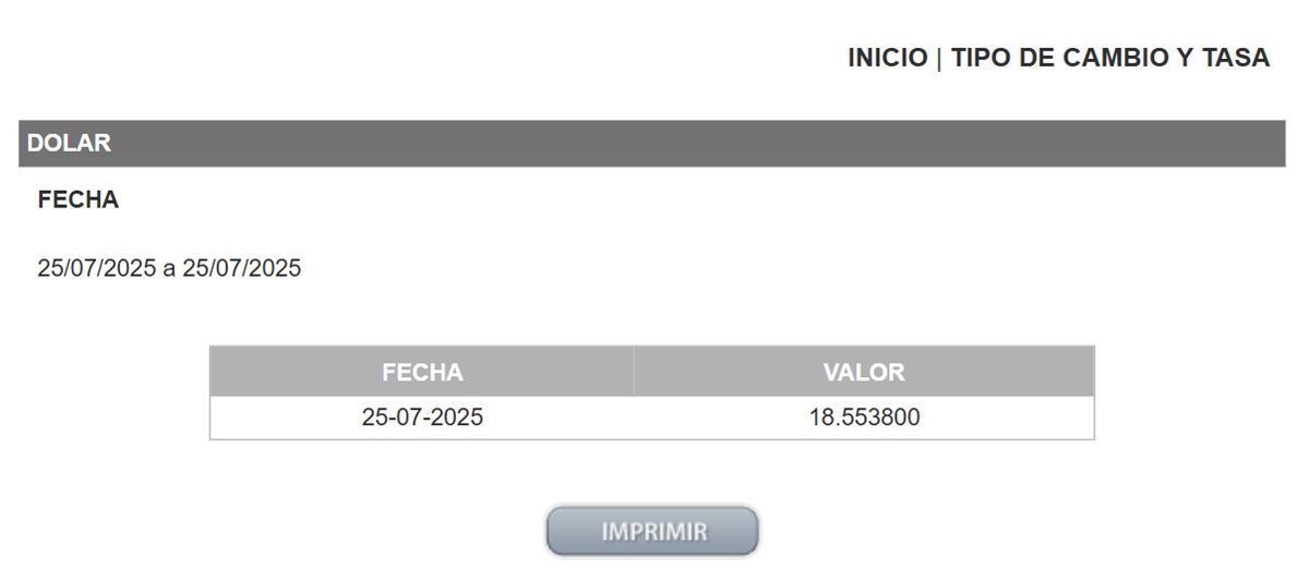 Precio del dólar en el DOF