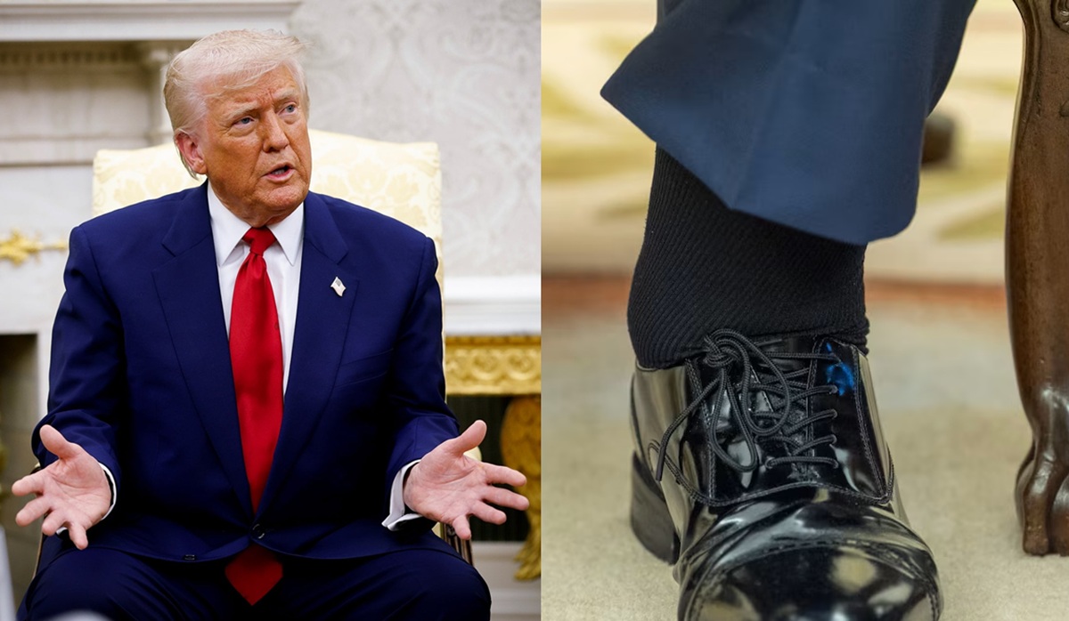 Donald Trump (izquierda) Tobillo inflamado de Trump (derecha)