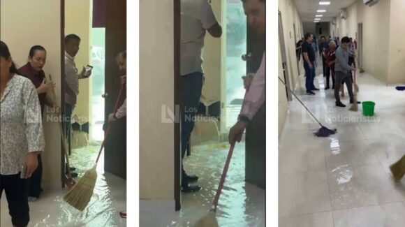Colapsa edificio de Rectoría de la UAdeO Los Mochis; a cantaros se les metió el agua de la lluvia