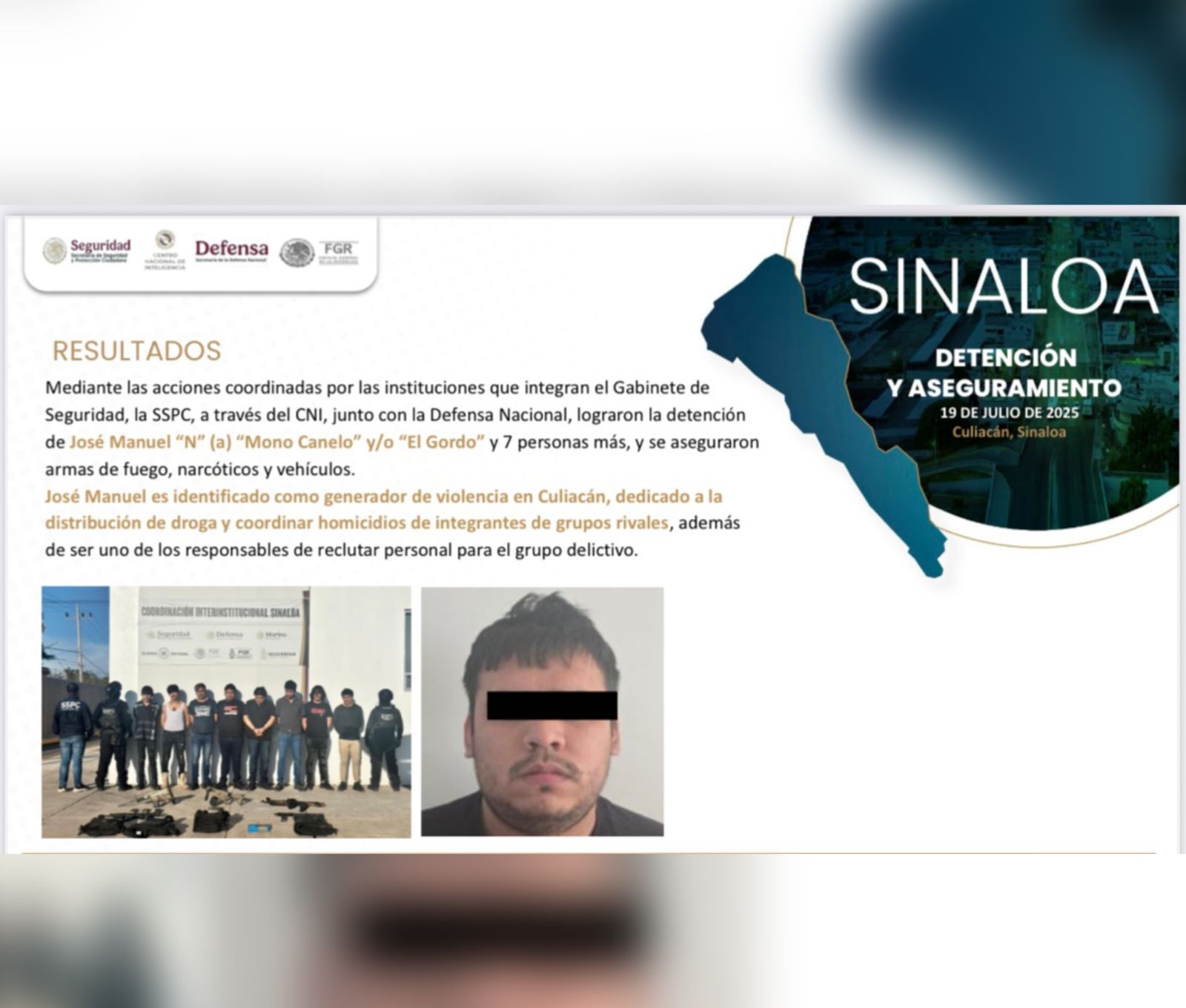 "El Mono Canelo" o “El Gordo”, es detenido en Culiacán
