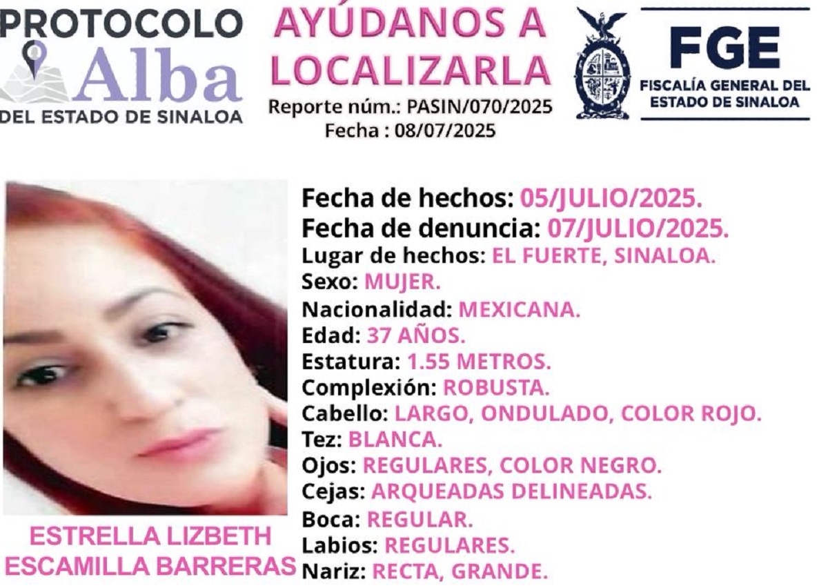 Activan Protocolo Alba para dar con la joven Estrella Lizbeth desaparecida en El Fuerte